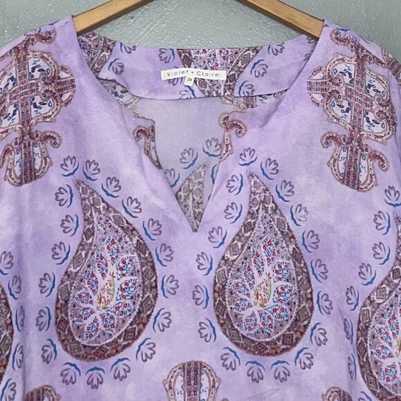 Violet & Claire Plus Size 3X Lavender Popover Tunic Top Pastel Paisley Boho Chic - Picture 3 of 10